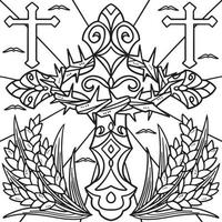 kristen korsa med krona av taggar färg sida vektor