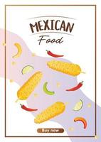 dynamisk flygblad a4 med mexikansk mat elotes gata friterad majs. baner friska mat, matlagning, meny, mat begrepp. vektor