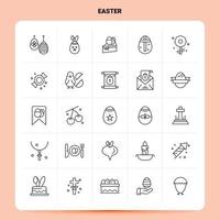 Umriss 25 Ostern Icon Set Vektor Linienstil Design schwarze Icons Set lineare Piktogramm Pack Web und mobile Geschäftsideen Design Vektor Illustration