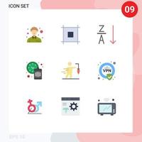 Aktienvektor-Icon-Paket mit 9 Zeilenzeichen und Symbolen für falsche Geschäftsordnung Aspirationszeit editierbare Vektordesign-Elemente vektor