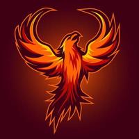 röd fågel Fenix esport maskot logotyp isolerat på mörk röd bakgrund vektor