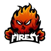 Totenkopf-Feuer-Maskottchen-Esport-Logo-Design vektor