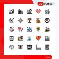 25 universell fylld linje platt Färg tecken symboler av elektronik gränssnitt c Instagram utveckling redigerbar vektor design element
