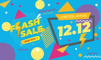 Online-Shopping Tag Flash Sale 12.12 Banner Vektor Flyer Vorlage Illustration
