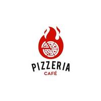 varm pizza logotyp med brand flamma kryddad varm ikon för en Kafé och restaurang företag vektor