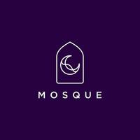 minimal moské linje logotyp mall design vektor. kupol med halvmåne måne symbol av islam eller muslimsk. vektor