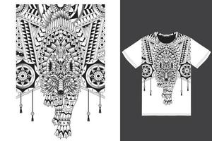 Varg etnisk illustration med tshirt design premie vektor