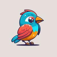 söt liten fågel tecknad serie djur- vektor illustration för logotyp eller maskot ikon