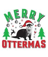 Frohe Ottermas Vektor T-Shirt design.eps