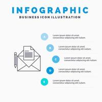 E-Mail-Nachricht Fax Brief Liniensymbol mit 5 Schritten Präsentation Infografiken Hintergrund vektor