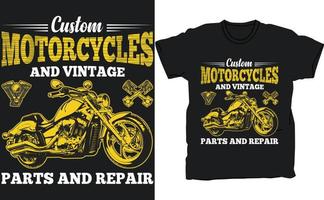 benutzerdefinierte Motorräder und Vintage-Teile und Reparatur-T-Shirt-Design-Vektorvorlage vektor