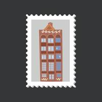 amsterdam gemütliche und süße hausbriefmarke auf grauem hintergrund. vektor