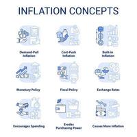 inflation ljus blå begrepp ikoner uppsättning vektor