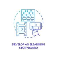 utveckla elearning storyboard blå lutning begrepp ikon. redigering antal fot. försäljning uppkopplad Träning videoklipp abstrakt aning tunn linje illustration. isolerat översikt teckning. vektor