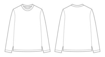 Langarm-T-Shirt mit technischer Skizze. Kinder tragen Pullover-Design-Vorlage. vektor