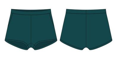 tom shorts byxor teknisk skiss design mall. mörk grön Färg. vektor