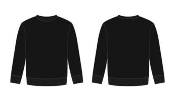 leeres Kinder-Sweatshirt technische Skizze. schwarze Farbe. Kinder tragen Pullover-Design-Vorlage. vektor