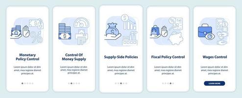 Steuerung der Inflation hellblauer Onboarding-Bildschirm der mobilen App vektor