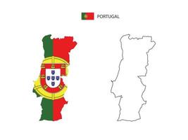 portugal Karta stad vektor dividerat förbi översikt enkelhet stil. ha 2 versioner, svart tunn linje version och Färg av Land flagga version. både Karta var på de vit bakgrund.