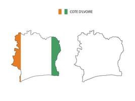 cote d Kusten Karta stad vektor dividerat förbi översikt enkelhet stil. ha 2 versioner, svart tunn linje version och Färg av Land flagga version. både Karta var på de vit bakgrund.