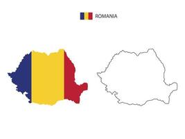 rumänien Karta stad vektor dividerat förbi översikt enkelhet stil. ha 2 versioner, svart tunn linje version och Färg av Land flagga version. både Karta var på de vit bakgrund.