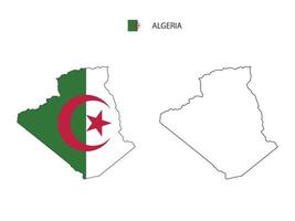 algeriet Karta stad vektor dividerat förbi översikt enkelhet stil. ha 2 versioner, svart tunn linje version och Färg av Land flagga version. både Karta var på de vit bakgrund.