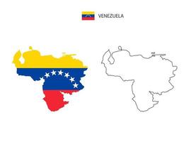 venezuela karte stadtvektor geteilt durch umrisseinfachheitsstil. haben 2 Versionen, eine schwarze Version mit dünner Linie und eine Version in der Farbe der Landesflagge. beide Karten waren auf dem weißen Hintergrund. vektor