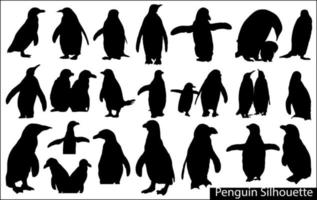 pingviner silhuett uppsättning vektor