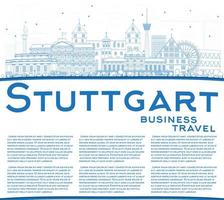 översikt Stuttgart horisont med blå byggnader och kopia Plats. vektor