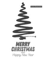 Weihnachtsbaum-Skizze isoliert auf weißem Hintergrund. vektor