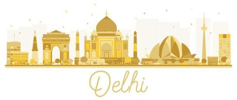 delhi stadssilhuett gyllene siluett. vektor