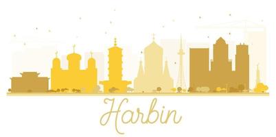 goldene silhouette der skyline der stadt harbin. vektor