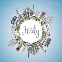 Italiens skyline med landmärken och kopieringsutrymme. vektor