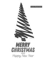 Weihnachtsbaum-Skizze isoliert auf weißem Hintergrund. Fröhliche Weihnachten. vektor