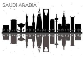 saudi arabien horisont svart och vit silhuett med reflektioner. vektor