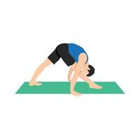 Mann, der eine intensive seitliche Stretch-Pose parsvottanasana-Übung macht. flache vektorillustration lokalisiert auf weißem hintergrund vektor