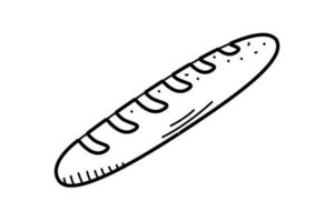 Brot-Baguette-Sandwich-Toast-Symbol, Vektorillustration eines Stück Brot-Doodle-Stils. vektor