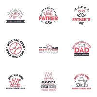 Happy Fathers Day Wertschätzung Vektor Text Banner 9 Schwarzer und rosa Hintergrund für Poster Flyer Marketing Grußkarten editierbare Vektordesign-Elemente