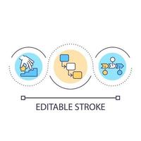 bygga konsekvent planen slinga begrepp ikon. strategi av företags- utveckling. steg förbi steg rörelse abstrakt aning tunn linje illustration. isolerat översikt teckning. redigerbar stroke. vektor