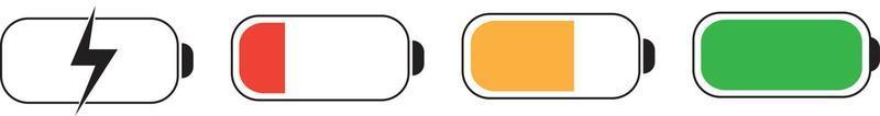 Batterie-gsm-Icon-Set. isolierte schwarze Symbole für die Batteriestandsanzeige des Smartphones auf weißem Hintergrund. konzept leistung, energie, niedrig, voll, leer, last. ui-Elemente-Symbole. Vektor