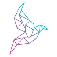 enkel diamant lutning blå fågel logotyp med sträckt vingar vektor