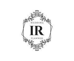 ir initialen brief hochzeitsmonogramm logos sammlung, handgezeichnete moderne minimalistische und florale vorlagen für einladungskarten, save the date, elegante identität für restaurant, boutique, café im vektor