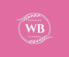 wb initialen brief hochzeitsmonogramm logos sammlung, handgezeichnete moderne minimalistische und florale vorlagen für einladungskarten, save the date, elegante identität für restaurant, boutique, café im vektor