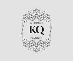 kq initialen brief hochzeitsmonogramm logos sammlung, handgezeichnete moderne minimalistische und florale vorlagen für einladungskarten, save the date, elegante identität für restaurant, boutique, café im vektor