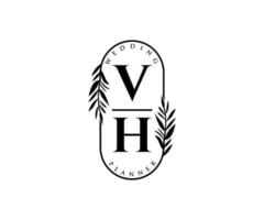 vh initialen brief hochzeitsmonogramm logos sammlung, handgezeichnete moderne minimalistische und florale vorlagen für einladungskarten, save the date, elegante identität für restaurant, boutique, café im vektor