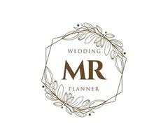 herr initialen brief hochzeit monogramm logos sammlung, handgezeichnete moderne minimalistische und florale vorlagen für einladungskarten, save the date, elegante identität für restaurant, boutique, café im vektor