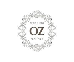 oz initials brief hochzeitsmonogramm logos sammlung, handgezeichnete moderne minimalistische und florale vorlagen für einladungskarten, save the date, elegante identität für restaurant, boutique, café im vektor