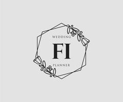 första fi feminin logotyp. användbar för natur, salong, spa, kosmetisk och skönhet logotyper. platt vektor logotyp design mall element.