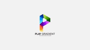 Spielen Sie Gradienten Buchstabe p Logo Design Symbol Vektor Vorlage