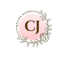första cj feminin logotyp. användbar för natur, salong, spa, kosmetisk och skönhet logotyper. platt vektor logotyp design mall element.